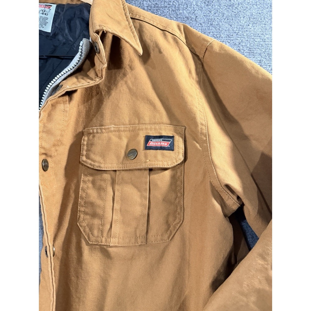 Dickies Duck Canvas Work Shirt Jacket Shacket Mens L Brown Quilted Lined Hunting - Picture 4 of 16